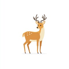 Fototapeta premium A Gentle Fawn A Minimalist Vector Illustration of a Young Male Deer, Graceful and Serene Against a White Background