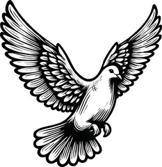 flying dove bird animal.line art vector illustration template design