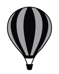 Obraz premium Striped Hot Air Balloon Vector Illustration Ascending Skyward Adventure Graphic Design Element Isolated
