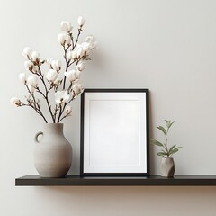 Frame Mockup. Living Room Poster on Wall. Interior Wall Art Mockup with Cozy Home Background. Modern Interior Design. 3D Render