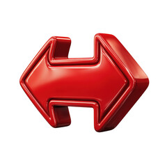 3d red double arrow icon isolated on transparent background