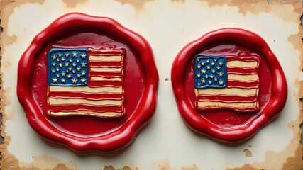 4th july patriotic wax seals display American flag and star designs with vintage red wax evoking celebration and national pride