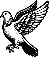 flying dove bird animal.line art vector illustration template design