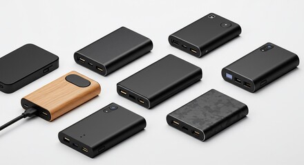 Array of Portable Power Banks with Varied Designs and Textures