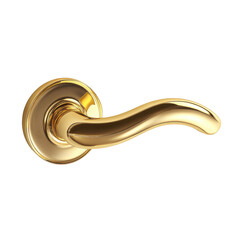 Elegant Golden Door Handle with Curved Design isolated on transparent white background, clipping path