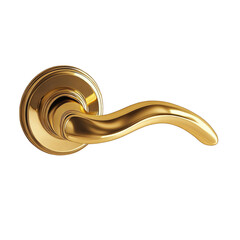 Elegant Golden Door Handle with Curved Design isolated on transparent white background, clipping path