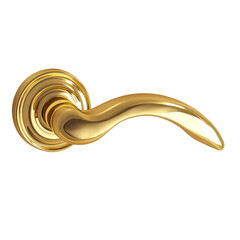 Elegant Golden Door Handle with Curved Design isolated on transparent white background, clipping path