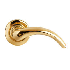 Elegant Golden Door Handle with Curved Design isolated on transparent white background, clipping path