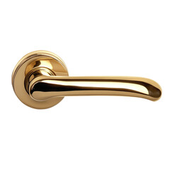 Elegant Golden Door Handle with Curved Design isolated on transparent white background, clipping path