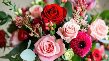 Pink and Red Flower Bouquet with Soft Colors in Beautiful Assorted Arrangement