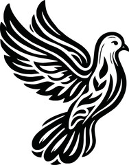 flying dove bird animal.line art vector illustration template design