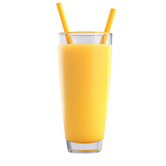 A tall glass of orange smoothie