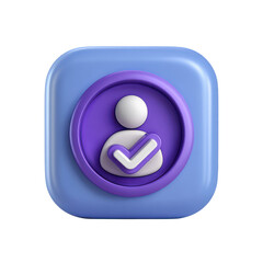 3d user verified icon isolated on transparent background