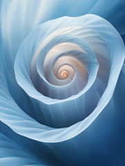 Abstract spiral resembling a seashell in blue hues