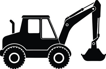 Powerful backhoe digging earth with heavy machinery, construction site equipment, excavator work, industrial vehicle, earthmoving machine, loader, digging tool, heavy duty backhoe for building project