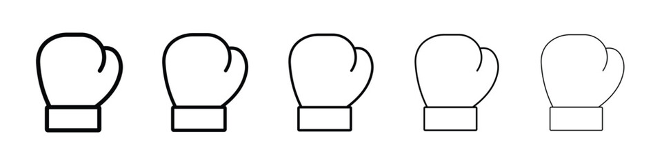 Boxing glove icons in black stroke designs on white background