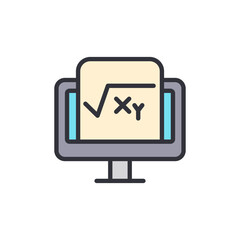 Digital Solution Of Equation Displayed On Monitor With Transparent Backdrop