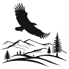 Obraz premium Flying eagle vector silhouette illustration of a wild bird with outstretched wings