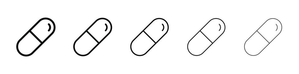 Capsules icons in black stroke designs on white background