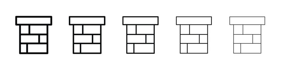 Chimney icons in black stroke designs on white background