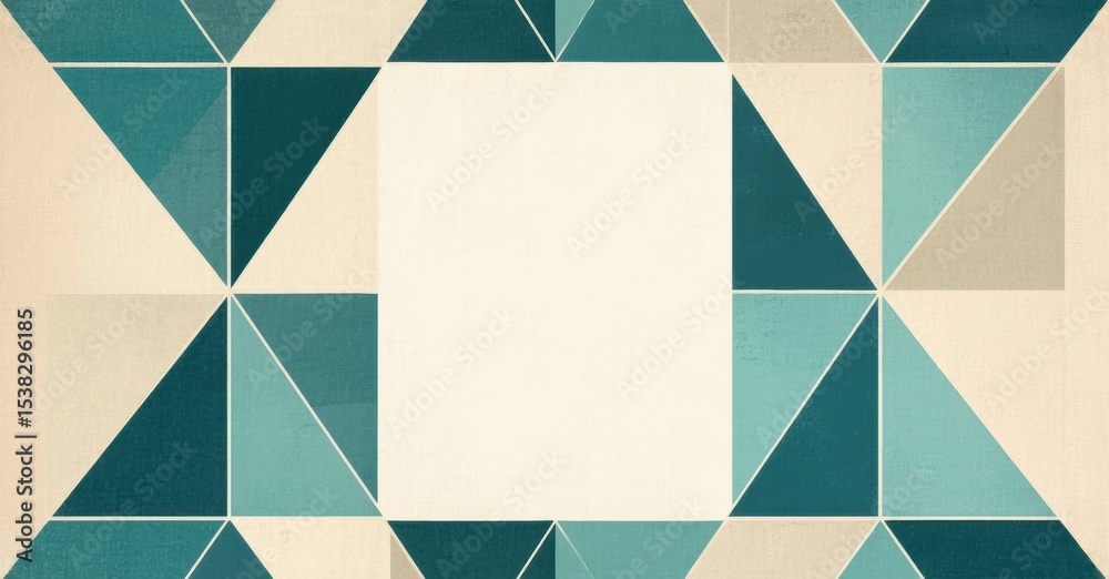 Aufkleber geometric pattern features triangles, rectangles. beige, teal hues create symmetrical design. textur