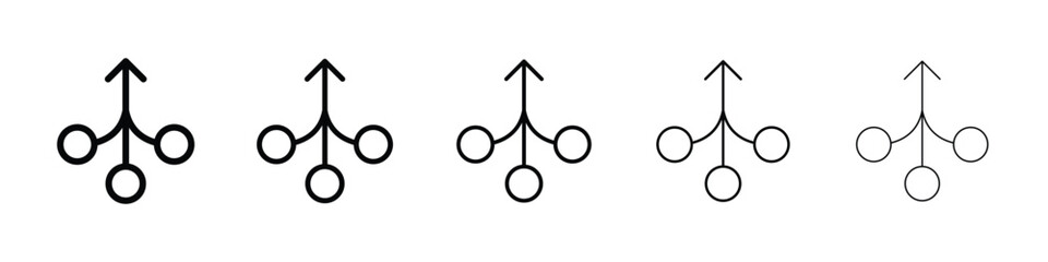 Consolidation icons in black stroke designs on white background