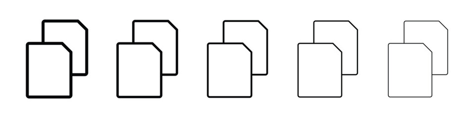 Copy icons in black stroke designs on white background