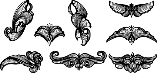 flowers and butterfly and elements tattoo and decoration vector design