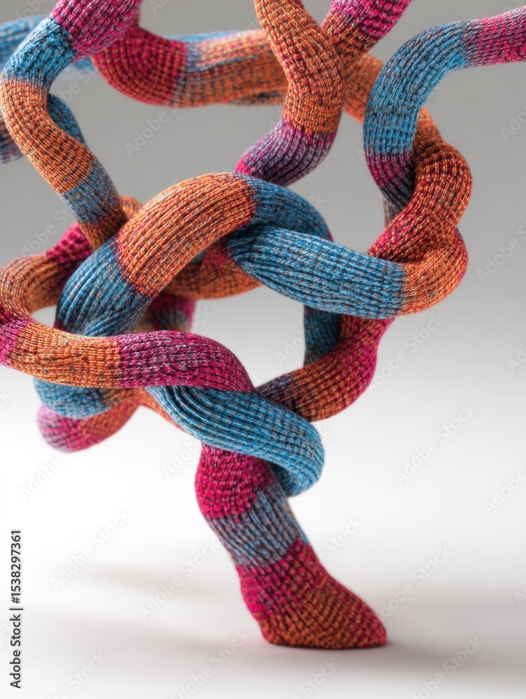 Aufkleber Stylized Tangled Yarn Forms a Nerve Knot Symbolizing Complexity and Interconnectedness in a Creative Art Piece