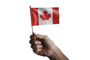 Hand Holding a Small Waving Canadian Flag, Symbolizing Patriotism and Support for the Nation