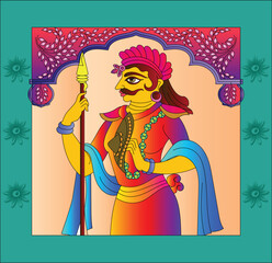 decoration adorning a gateway of the house. Traditional Rajasthani wall painting. For the marriage ceremony. India.	