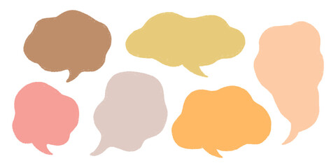 Crayon Speech Bubble Frame. Vector Chalk Talk Balloon. Colorful Dialog Chat Illustrations