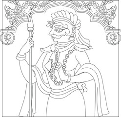 decoration adorning a gateway of the house. Traditional Rajasthani wall painting. For the marriage ceremony. India.	