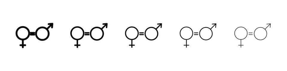Equality icons in black stroke designs on white background
