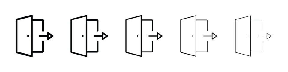 Exit icons in black stroke designs on white background