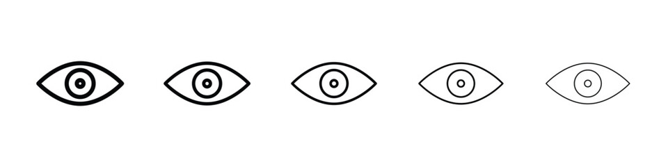 Eyes icons in black stroke designs on white background