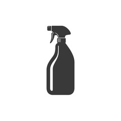 Cleaning spray bottle in black silhouette, representing sanitation and hygiene, with copy space