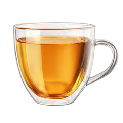 glass cup of hot tea isolated on white or transparent background