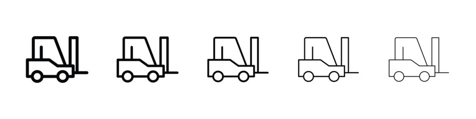 Naklejka premium Forklift icons in black stroke designs on white background