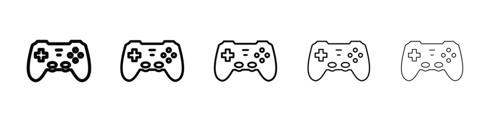 Gamepad icons in black stroke designs on white background