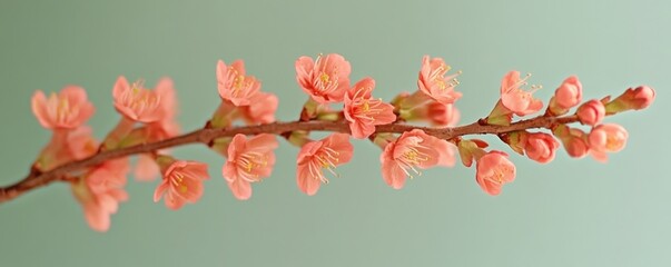 Whispers of spring Delicate peach blossoms emerge on a slender branch promising renewal and beauty