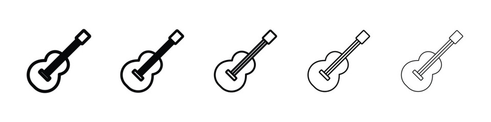 Guitar icons in black stroke designs on white background