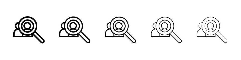 Hiring icons in black stroke designs on white background