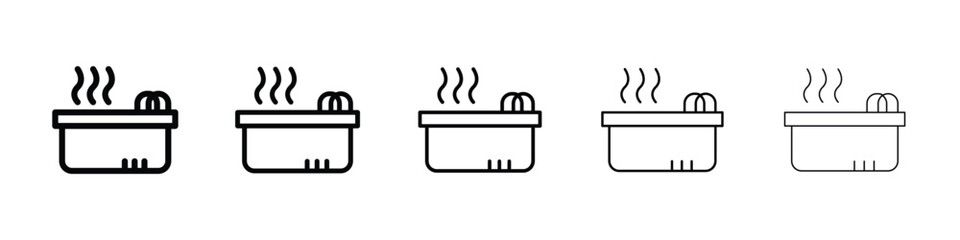 Hot tub icons in black stroke designs on white background