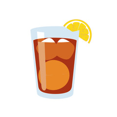 Refreshing Iced Tea with Lemon - Vector Illustration