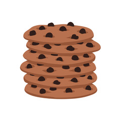 Stack of Chocolate Chip Cookies - Vector Illustration