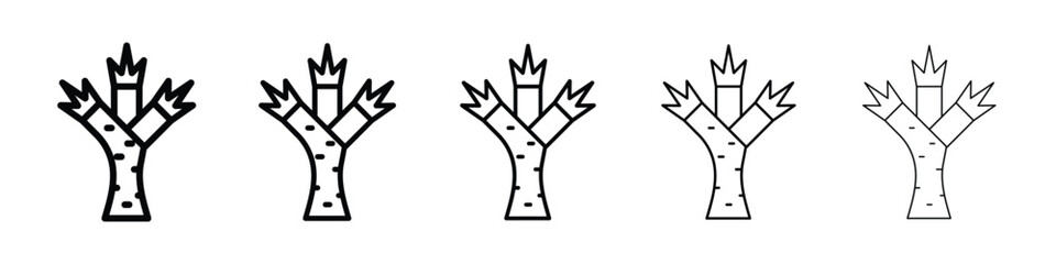 Joshua tree icons in black stroke designs on white background