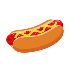 Hot Dog Delight: Classic American Fast Food Illustration