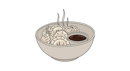 Steaming Dumplings: Asian Cuisine Vector Illustration