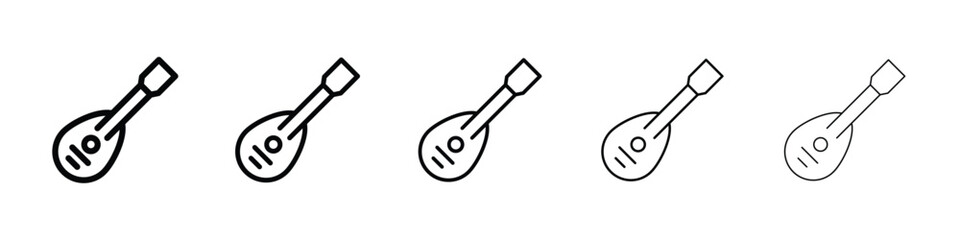 Mandolin icons in black stroke designs on white background